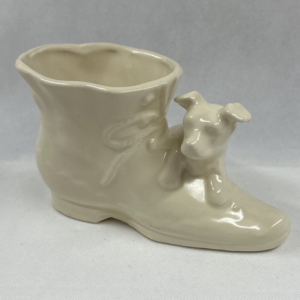 Vintage Puppy and Boot Planter